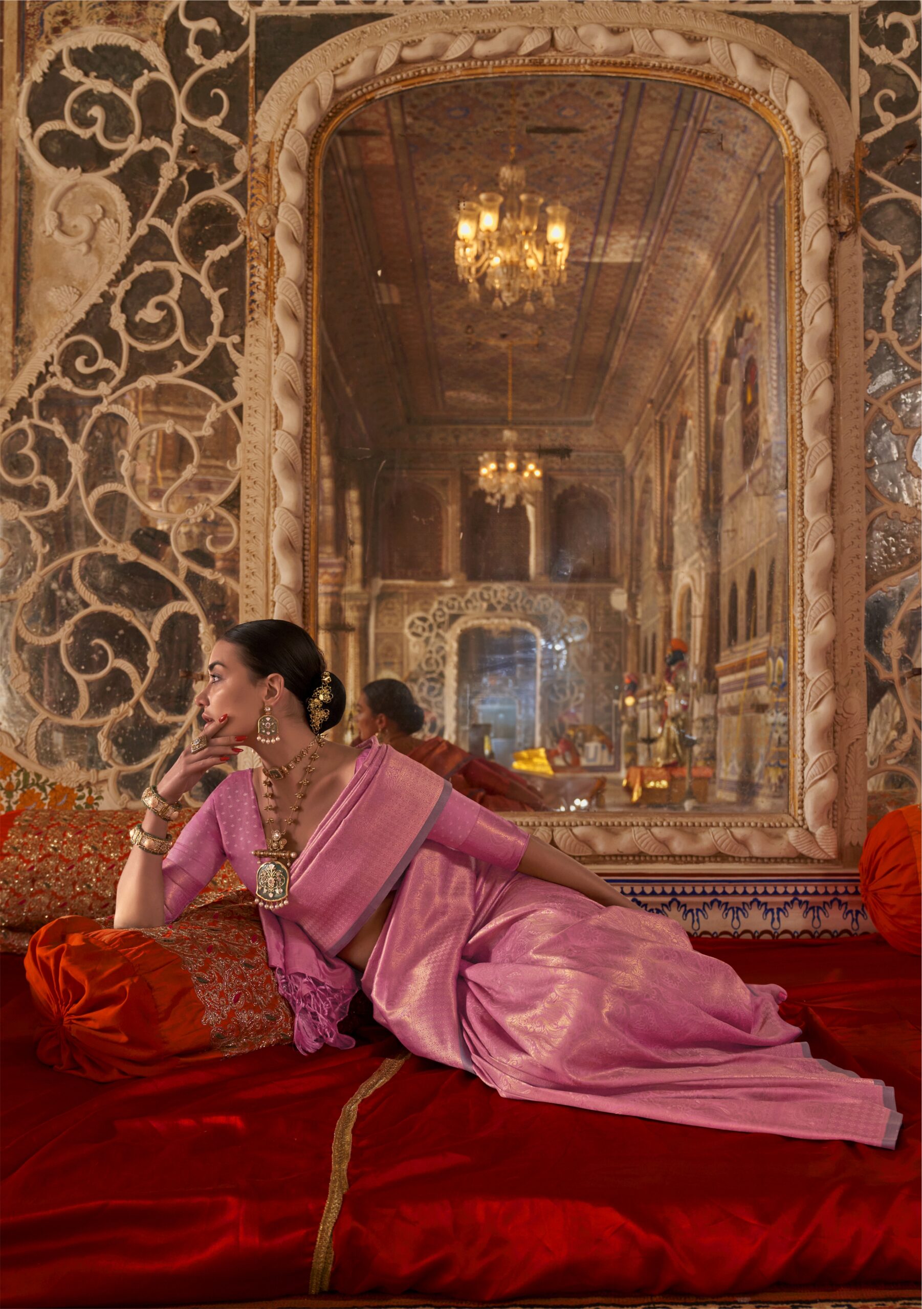 Blush Palace Shimmer Silk Saree - Image 2